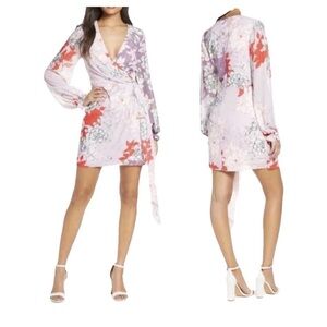 Badgley Mischka NWT Pink and Purple Spring Floral Dress Size 8